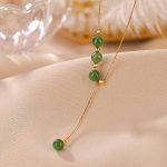 Buddha Stones 925 Sterling Silver Cyan Jade Beads Healing Necklace Pendant Necklaces & Pendants BS Three Cyan Jade Beads