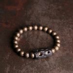 Buddha Stones Tibet Ebony Wood Copper Peace Balance Beaded Bracelet Bracelet BS 8