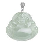 Buddha Stones 925 Sterling Silver Natural Jade Laughing Buddha Prosperity Abundance Chain Necklace Pendant Necklaces & Pendants BS 10