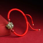 Year of the Rabbit Hetian Jade Bunny Cinnabar Beaded Abundance String Bracelet Bracelet BS 5
