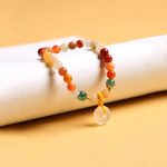 Buddha Stones 14K Gold Plated Colorful Golden Silk Jade Peace Buckle Wealth Bracelet Bracelet BS 6