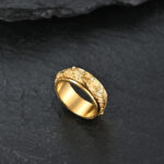 Buddha Stones Dragon Titanium Steel Stimulation Rotatable Ring