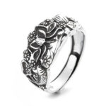 Buddha Stones Lotus Symbol Koi Fish Enlightenment Ring Ring BS 4