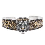 Buddha Stones 925 Sterling Silver Chinese Zodiac Tiger Keep Away Evil Spirits Bracelet Bangle Bracelet Bangle BS 5