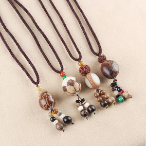 Buddha Stones Bodhi Seed Lotus Wisdom Harmony Necklace Pendant Necklaces & Pendants BS main