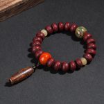 Buddha Stones Tibet Bodhi Seed Dzi Bead Dancing Lion Luck Bracelet Wrist Mala Bracelet BS 1