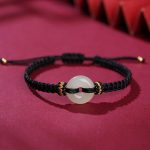 Buddha Stones Peace Buckle Jade Abundance Braided Bracelet Bracelet BS Black(Wrist Circumference 14-20cm)
