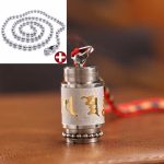 Buddha Stones Tibet Om Mani Padme Hum Shurangama Mantra Titanium Steel Wisdom Amulet Necklace Pendant Necklaces & Pendants BS 1.4*2.4cm Silver Colorful String&Bead Chain