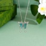 Buddha Stones 925 Sterling Silver Green Jade Butterfly Luck Necklace Pendant Necklaces & Pendants BS 1