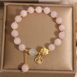 Buddha Stones Natural Pink Crystal Lucky Flower Warmth Bracelet Bracelet BS 8