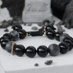 Buddha Stones Black Obsidian Black Glitter Stone Purification Bracelet Bracelet BS 10