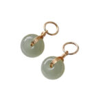 Buddha Stones Round Jade Peace Buckle Luck Drop Earrings Earrings BS 10