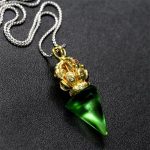 Buddha Stones Tibetan Dorje Vajra 4 Prong Lotus Liuli Crystal Strength Necklace Pendant Necklaces & Pendants BS 8