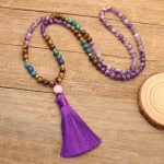 Buddha Stones Tibetan Amethyst Purify Bracelet Mala Set Mala Bracelet BS 6