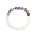 Buddha Stones 108 Mala Beads White Agate Amethyst Black Glitter Stone Protection Bracelet Bracelet Necklaces & Pendants BS 4