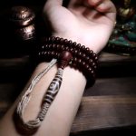 Buddha Stones Natural Tibet 108 Mala Beads Purple Bodhi Seed Three-eyed Dzi Bead Copper Dorje Harmony Bracelet Mala Bracelet BS 9