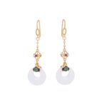 Buddha Stones FengShui White Jade Blessing Drop Earrings Earrings BS 14
