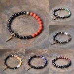 Buddha Stones Black Obsidian Sodalite Crystal Copper Strength Couple Bracelet Bracelet BS 8
