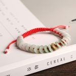 Buddha Stones Natural Round Jade Luck Red String Protection Bracelet Bracelet BS 3