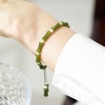 Buddha Stones Natural Peridot Bamboo Pattern Love Peace Bracelet Bracelet BS Peridot (Love ♥ Loyalty)