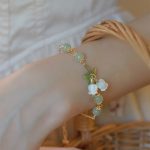 Buddha Stones Green Jade Bead Lily of the Valley Prosperity Chain Bracelet Bracelet BS 4