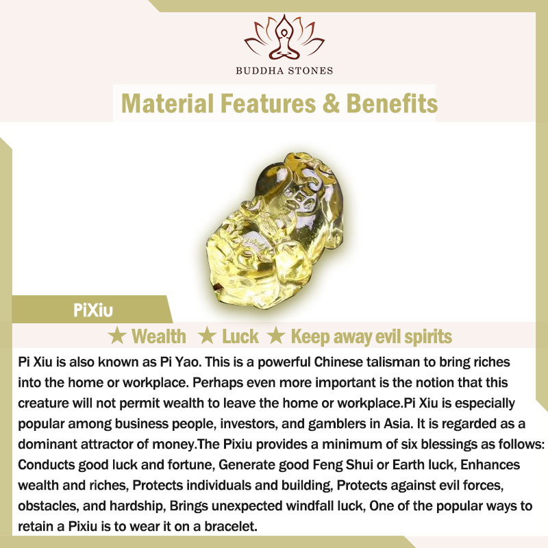 Buddha Stones Natural Citrine Pixiu Wealth Protection Bracelet Bracelet BS 2