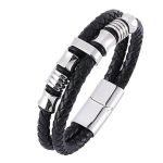 Buddha Stones Layered Leather Weave Fortune Bracelet Bracelet BS Silver 20.5cm
