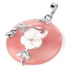 Buddha Stones Various Crystal Amethyst Green Aventurine Flower Healing Necklace Pendant Necklaces & Pendants BS Pink Crystal