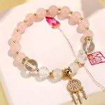 Buddha Stones Green Strawberry Quartz Amethyst Crystal Dreamcatcher Healing Bracelet 12
