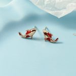 Buddha Stones Copper Koi Fish Wealth Necklace Pendant Red Rope Bracelet Earrings Set Bracelet Necklaces & Pendants BS 16