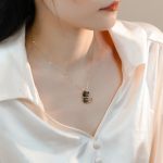 Buddha Stones 14K Gold Plated Pearl Hetian Jade Shell Luck Cat Kitten Necklace Pendant Necklaces & Pendants BS 8