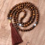 Buddha Stones Tibetan Tiger Eye Buddha Strength Power Beaded Tassel Pendant Necklace Necklaces & Pendants BS 1