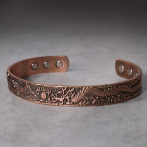 Buddha Stones Dragon Phoenix Magnetic Solid Copper Cuff Bracelet Bangle Bracelet Bangle BS main