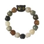 Buddha Stones Natural Bodhi Seed Lovely Paw Ebony Wood Lucky Cat Wisdom Bracelet Bracelet BS 4