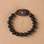 Buddha Stones Green Sandalwood Ebony Wood Sandalwood Om Mani Padme Hum Soothing Bracelet Bracelet BS Ebony Wood(Balance♥Calm)