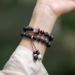 Buddha Stones Tibetan Double Layer Cypress Bodhi Lotus Healing Bracelet Bracelet BS 7