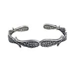Buddha Stones Angel Wings Feather Pattern Carved Luck Cuff Bracelet Bangle Bracelet Bangle BS 11