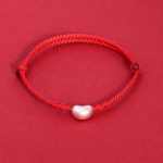 Buddha Stones 999 Sterling Silver Bean Design Luck Connection Handmade Braided Bracelet Bracelet BS Red(Wrist Circumference 14-19cm)