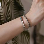 Buddha Stones 925 Sterling Silver Om Mani Padme Hum Carved Design Creativity Metal Bracelet Bracelet BS 14
