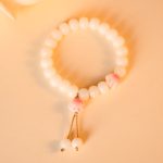 Buddha Stones Natural Bodhi Seed Lovely Paw Lucky Cat Paw Peace Bracelet Bracelet BS Pink&String