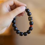 Buddha Stones Ebony Wood Auspicious Clouds Engraved Calm Bracelet Bracelet BS 8