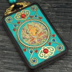 Buddha Stones Tibet God Of Wealth Money Tree Golden Phoenix Thangka Ebony Peace Necklace Pendant Necklaces & Pendants BS 6