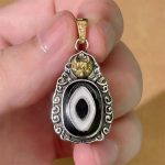 Buddha Stones Tibet Dzi Bead Garuda Pattern Copper Metal Wealth Necklace Pendant Necklaces & Pendants BS 4