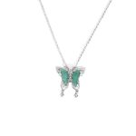 Buddha Stones 925 Sterling Silver Green Jade Butterfly Luck Necklace Pendant Necklaces & Pendants BS 5