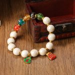 Buddha Stones Tibetan Incense Ash Porcelain Luminous Fluorescent Liuli Glass Bead Gourd Copper Coin Charm Peace Bracelet Bracelet BS 7