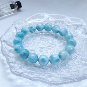 Buddha Stones Natural Larimar Wisdom Confidence Bracelet Bracelet BS Grade A 14mm(Wrist Circumference 14-16cm)