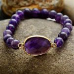 Buddha Stones Natural Amethyst Crystal Balance Marquise Pattern Bracelet Bracelet BS 1