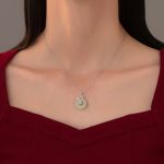 Buddha Stones 925 Sterling Silver Hetian Jade Bamboo Leaf Peace Buckle Prosperity Necklace Pendant Necklaces & Pendants BS 4
