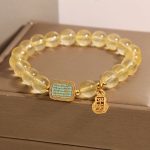 Buddha Stones Natural Citrine Five Scriptures Generosity Bracelet Bracelet BS 1
