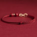 Buddha Stones Cinnabar Blessing Red String 14K Gold Infinity Symbol Bracelet Anklet Bracelet Anklet BS 7